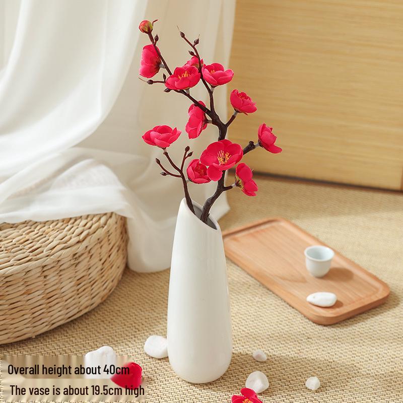 Artificial Plum & Peach Blossom Bonsai: Dried Flower Arrangement for Indoor Decoration