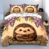 Cartoon Hedgehog Art Decor 3Pc,Soft Comfortable Duvet Cover Bedding Set Included 1*Duvet Cover & 2*Pillowcases, Gift