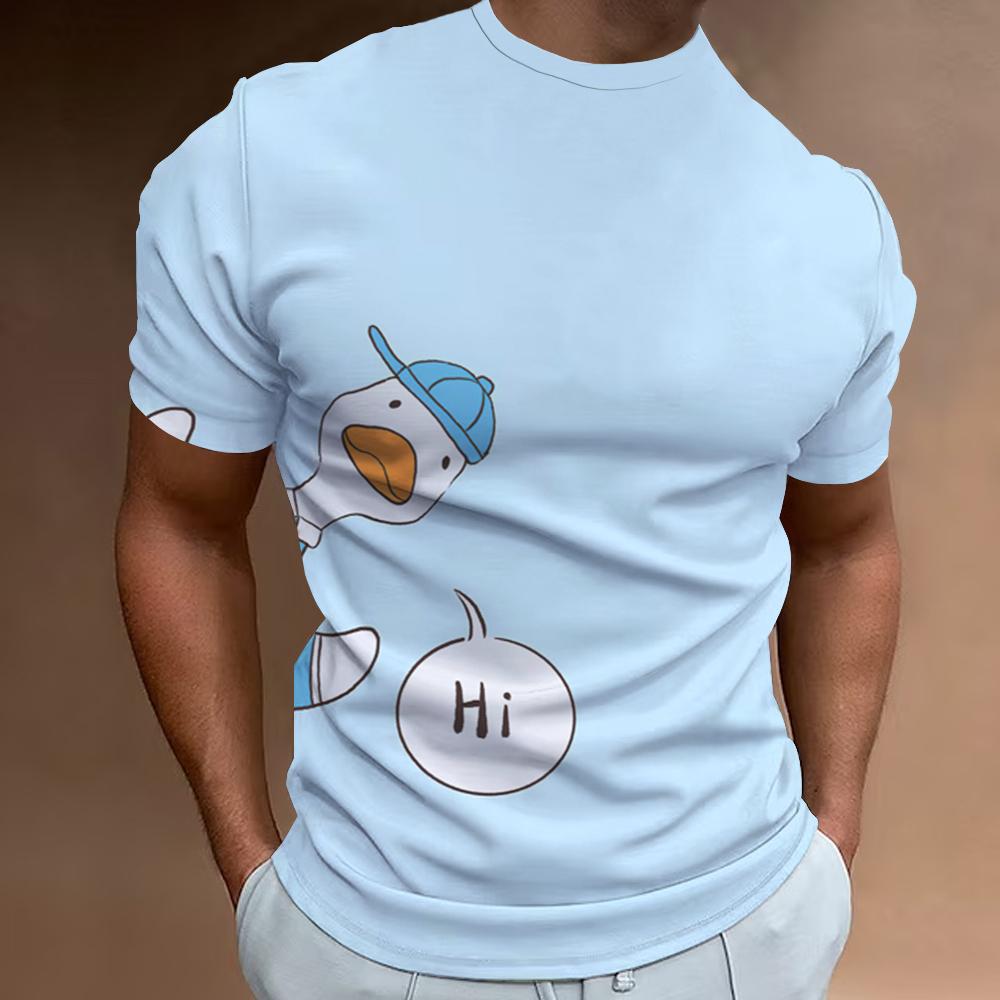 Funny Graphic T-shirts For Men Cool Oversized Interest Goose Printed Men's Shot Sleeve T-shirt Casual Pullover Men's Summer Tops