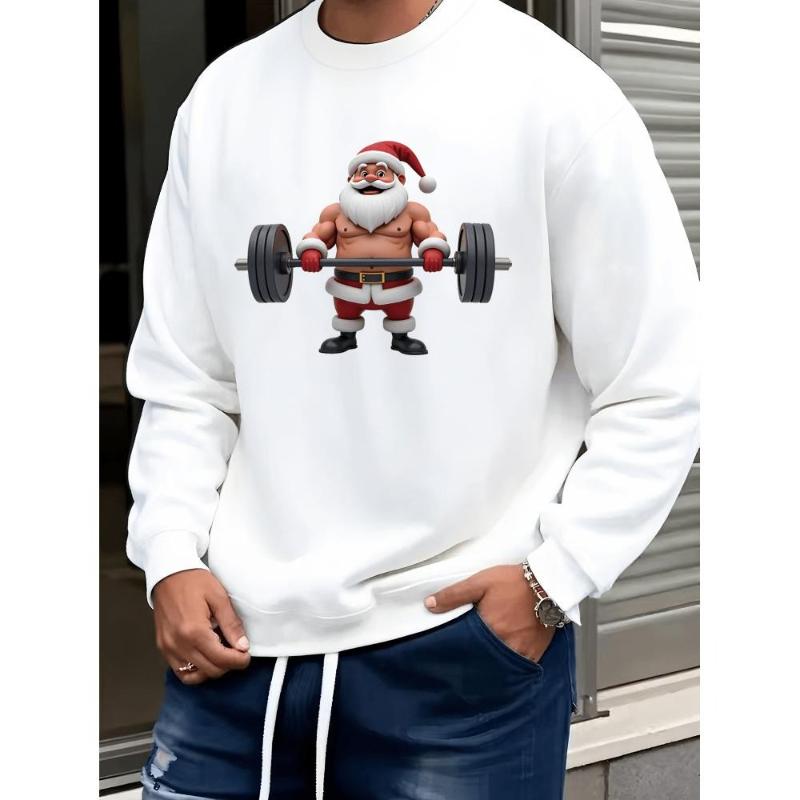 

Рождественский мужской свитшот облегающего кроя с круглым вырезом, быстросохнущий нейлон-спандекс, для улицы, поездок на работу и спорта XXL