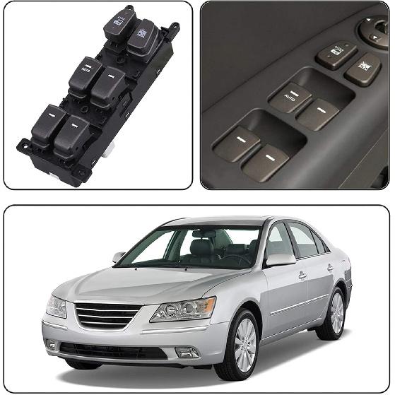 Master Power Window Switch Button, Front Left Driver Side, Compatible With 2009 2010 Hyundai Sonata Replace OE 93570-3K600