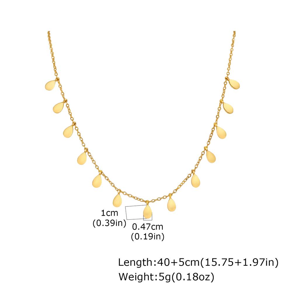 Trendy Water Drop Pendant Necklace for Women, High Quality Gold Plated Stainless Steel Chain Necklace,Party Daily Jewelry Gift