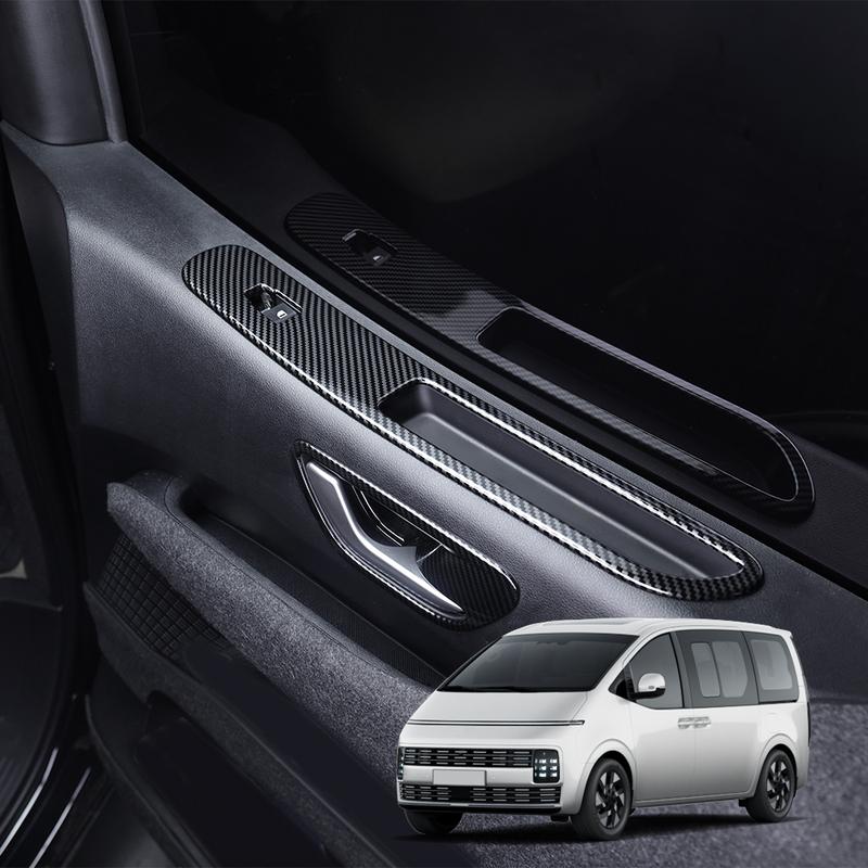2PCS Carbon Fiber Window Button Cover Trim Car Interior Decor Accessories For Hyundai Staria 2026 2027 LHD Car Supplies