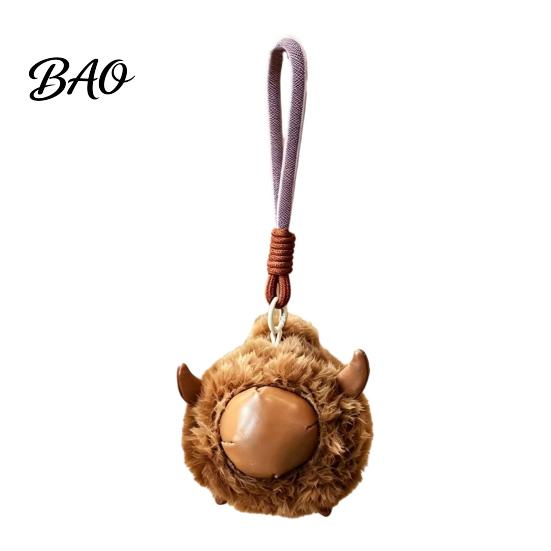 Plush Keychain Animal Keychain, Soft Stuffed Pendant with Braided Cord, Round Cute Decorative Hanging Charm Bunny Sheep for Backpack, Mini Doll