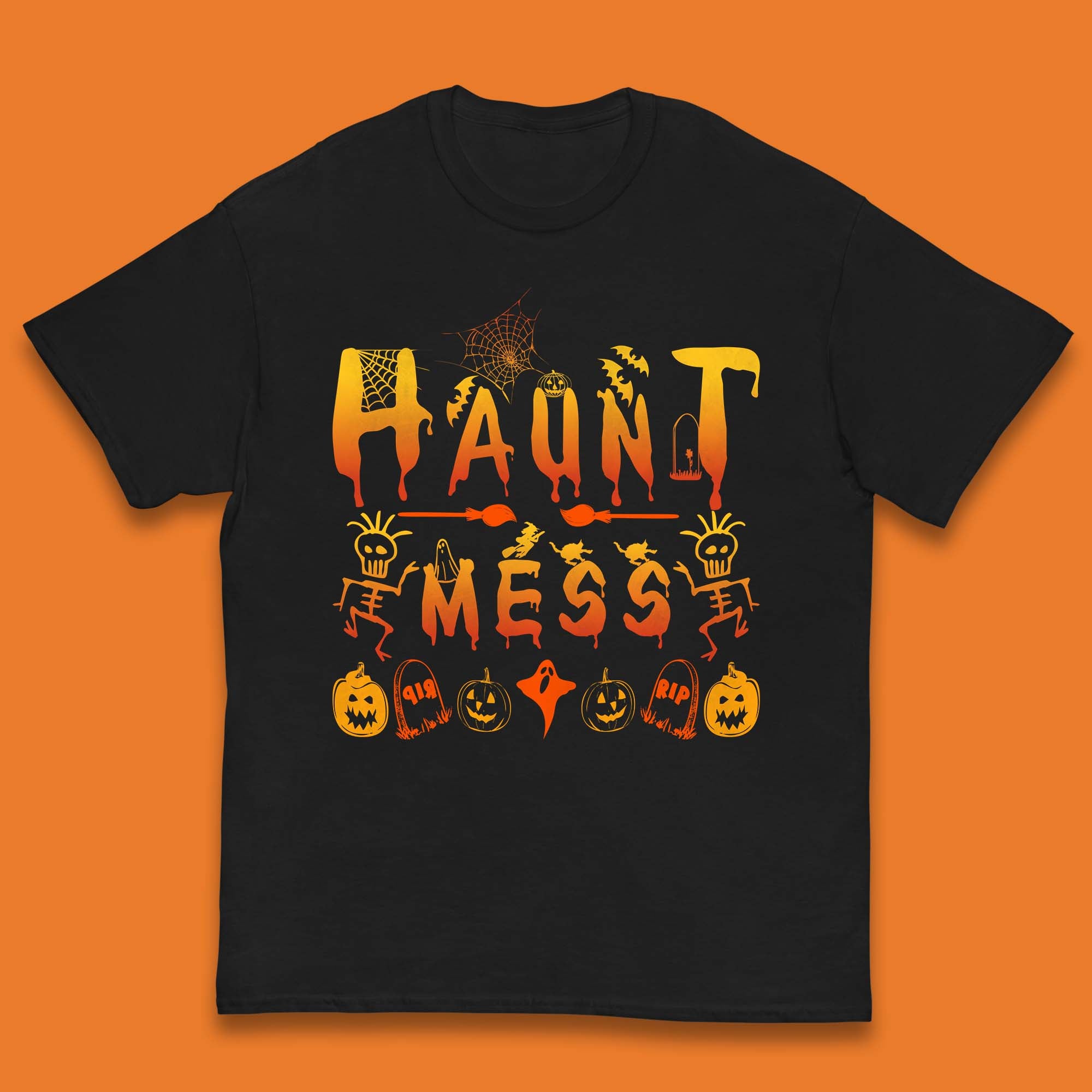 Haunt Mess Halloween Ghost Horror Scary Spooky Ghost Costume Kids T Shirt 160