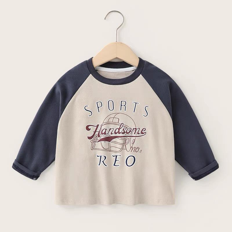 

7A Grade Antibacterial Kids Long-Sleeve T-Shirt, Spring/Autumn Print, Korean Style Raglan Sleeve, Round Neck, Medium/Large Base Layer 80 (Height 66-73cm)