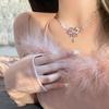 Sweet Cool Pink Liquid Metal Peach Heart Clavicle Chain, Original Water Drop Love Pendant Fashion Necklace for Girls