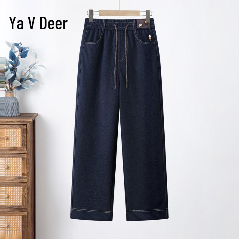 Ya Lu Women s Elastic High Waist Wide-Leg Jeans 5XL