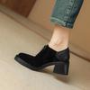 Fashion NEW Spring/Autumn Women Shoes Square Toe Chunky Heel Casual Shoes Sheep Suede Leather Shoes for Women Retro Lace Up Women Pumps