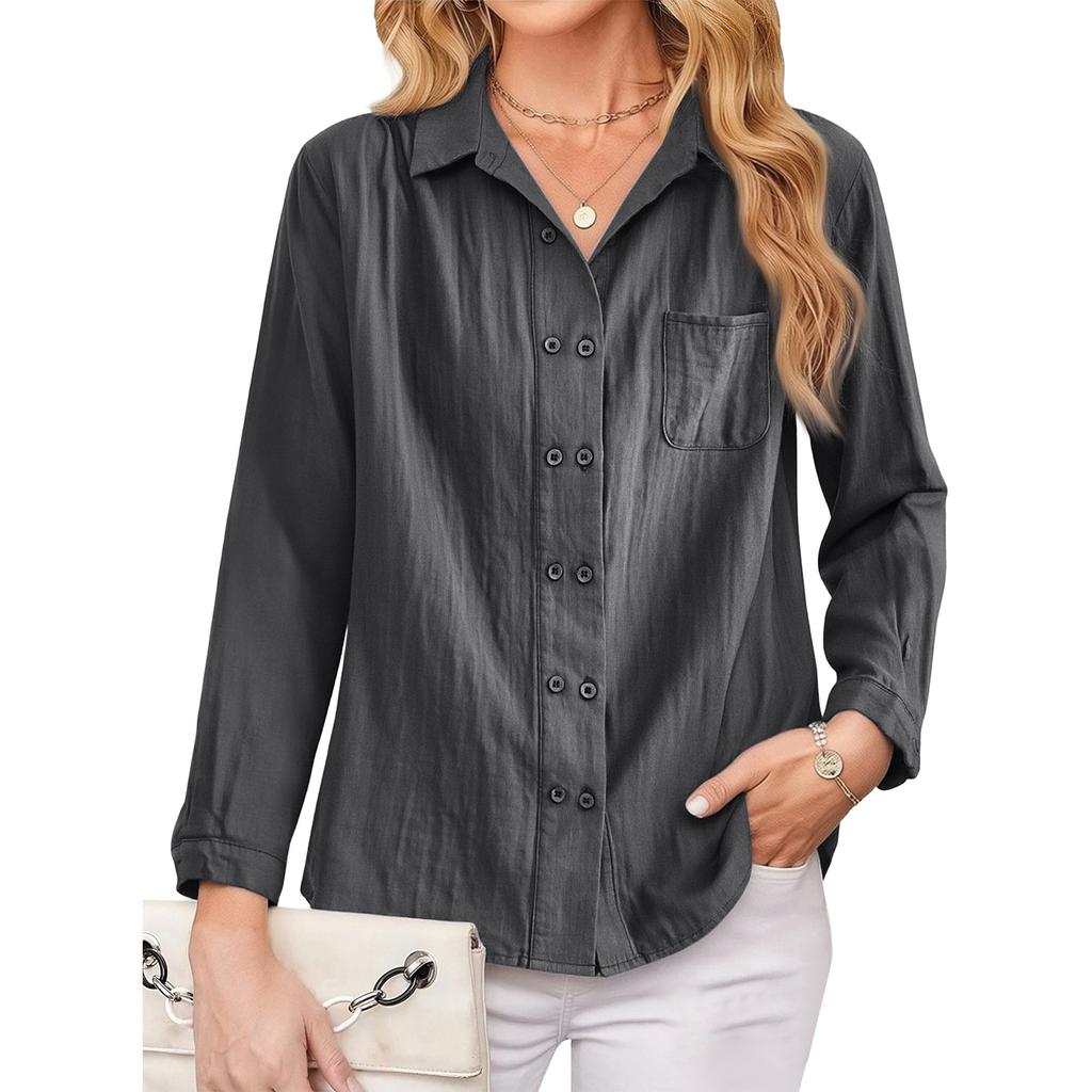 Fashionable Women's Loose-fitting Design Shirt, Literary And Retro Double-breasted Cotton And Linen Long-sleeved Shirt.