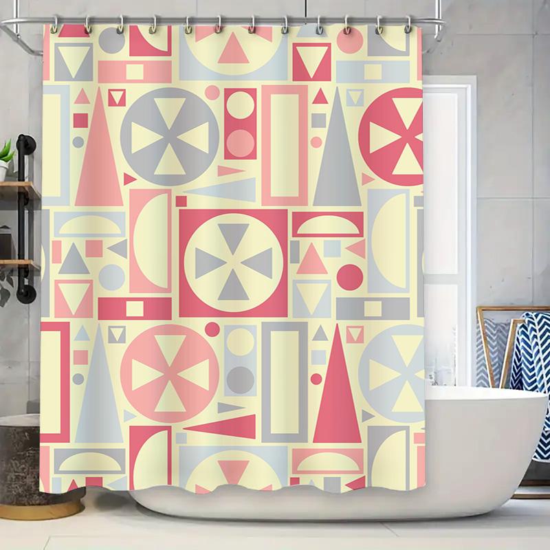

Modern Geometric Pattern Shower Curtain Made Of Polyester Fabric With 3D Printing Technology For Bathroom Decoration Multicolore W60H190(CM)-1 Pcs