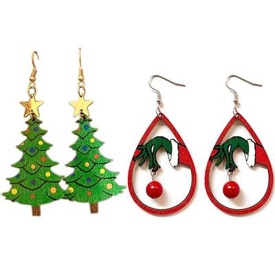 2 Pair Christmas Earrings Lightweight Long Dangle Earrings For Christmas