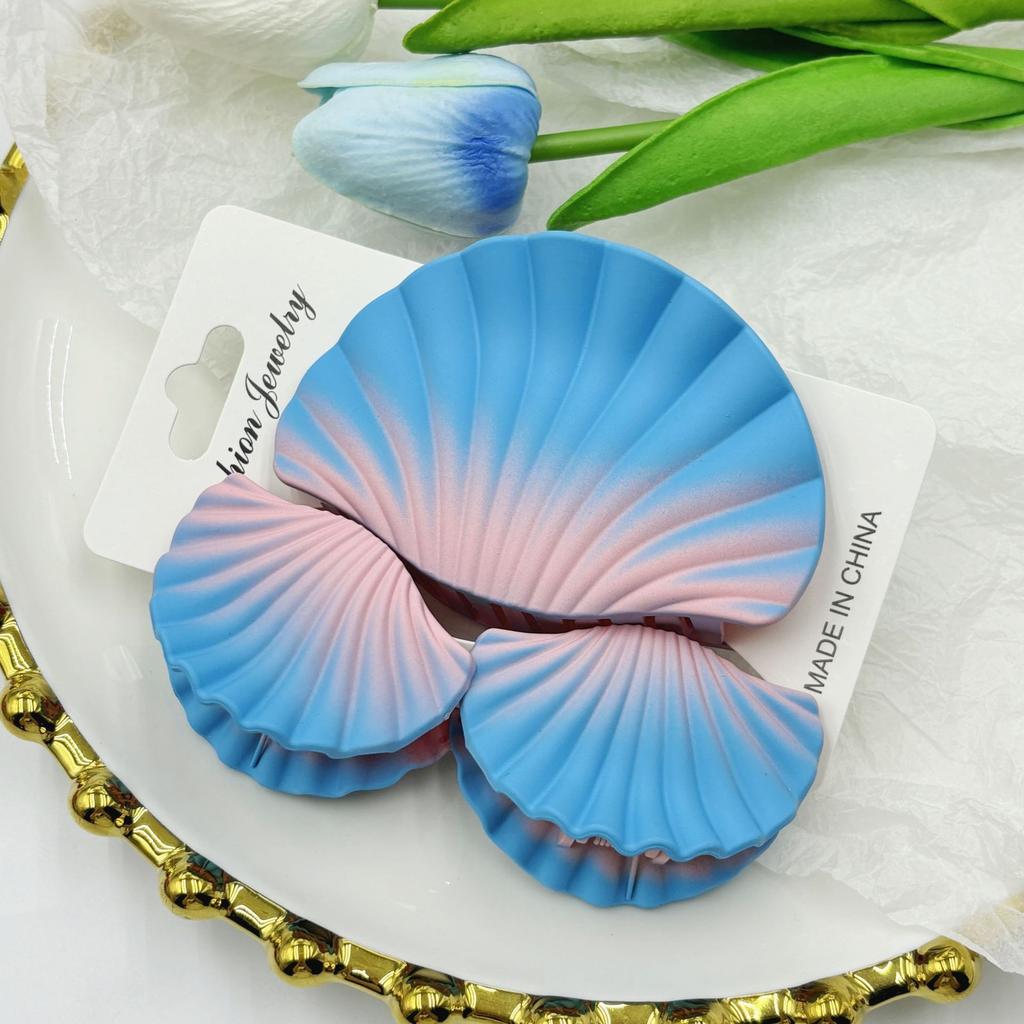 3pcs/set Gradient Dreamy Shell Hair Claw Clips Ocean Beach Conch Hair Clip Seashell Matte Shark Clip Headwear Hair Accessories