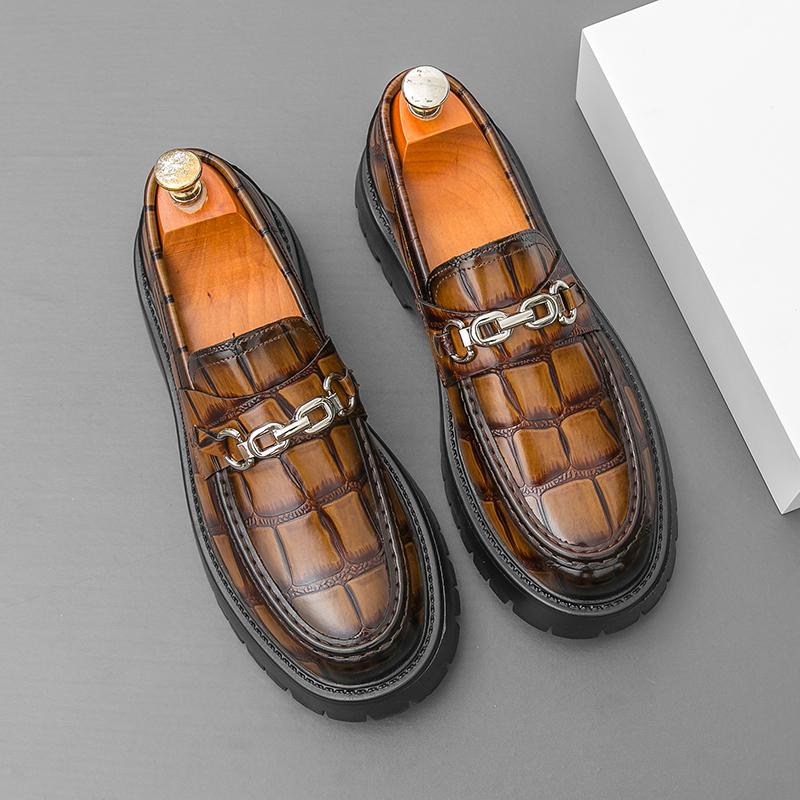 Herren Leder Schuhe mit dicker Sohle Business Formell Slipper Freizeitschuh Klassisch Bequem Luxus Dating Party Fahrschuhe