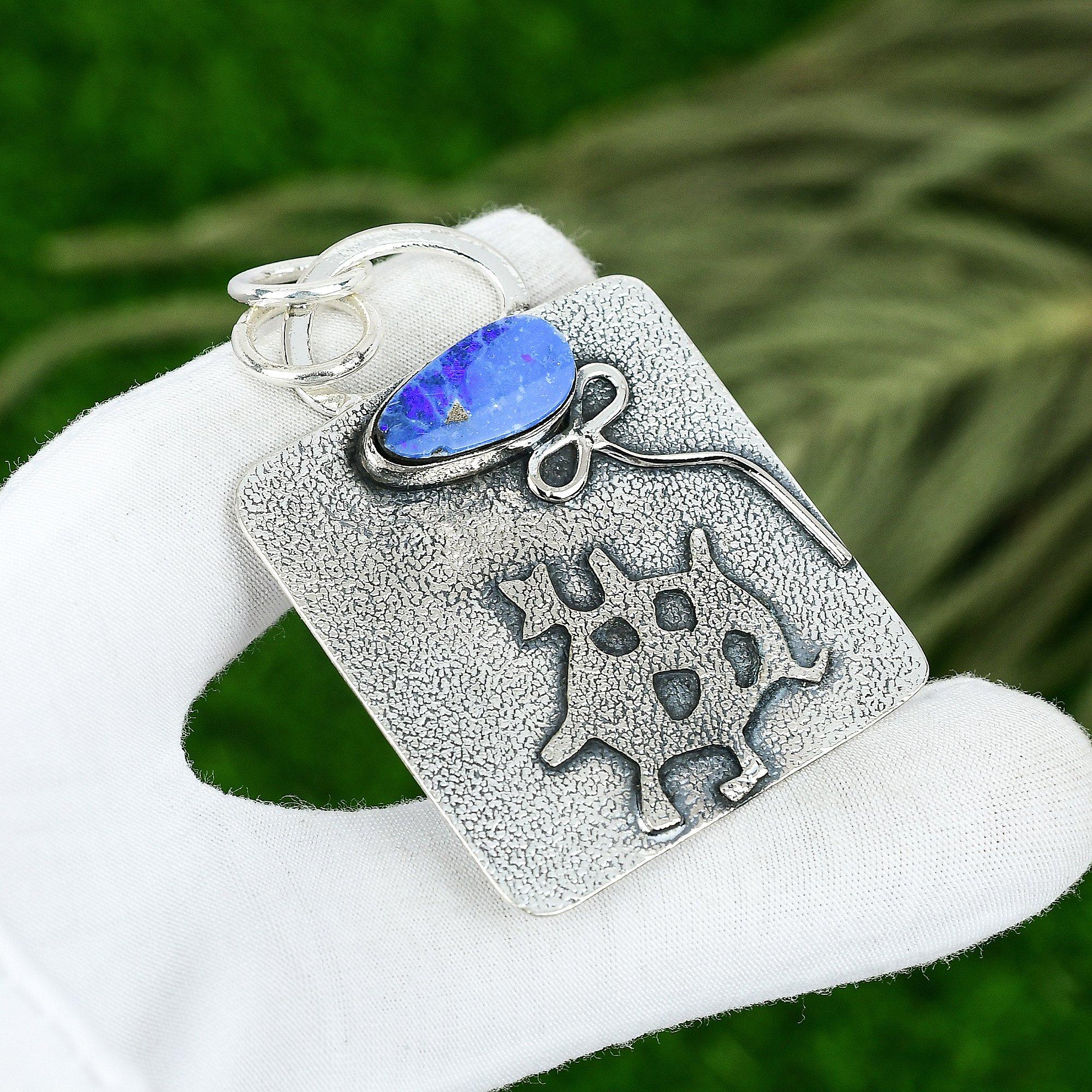 

Sisters Day Sale Natural Sodalite Daughter Third Eye Chakra Pendant 925 Silver