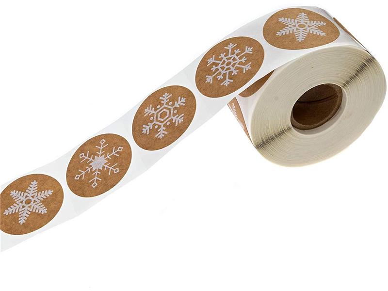 500 Gold Foil Christmas Stickers per Roll - Festive Self-Adhesive Gift Decoration Labels