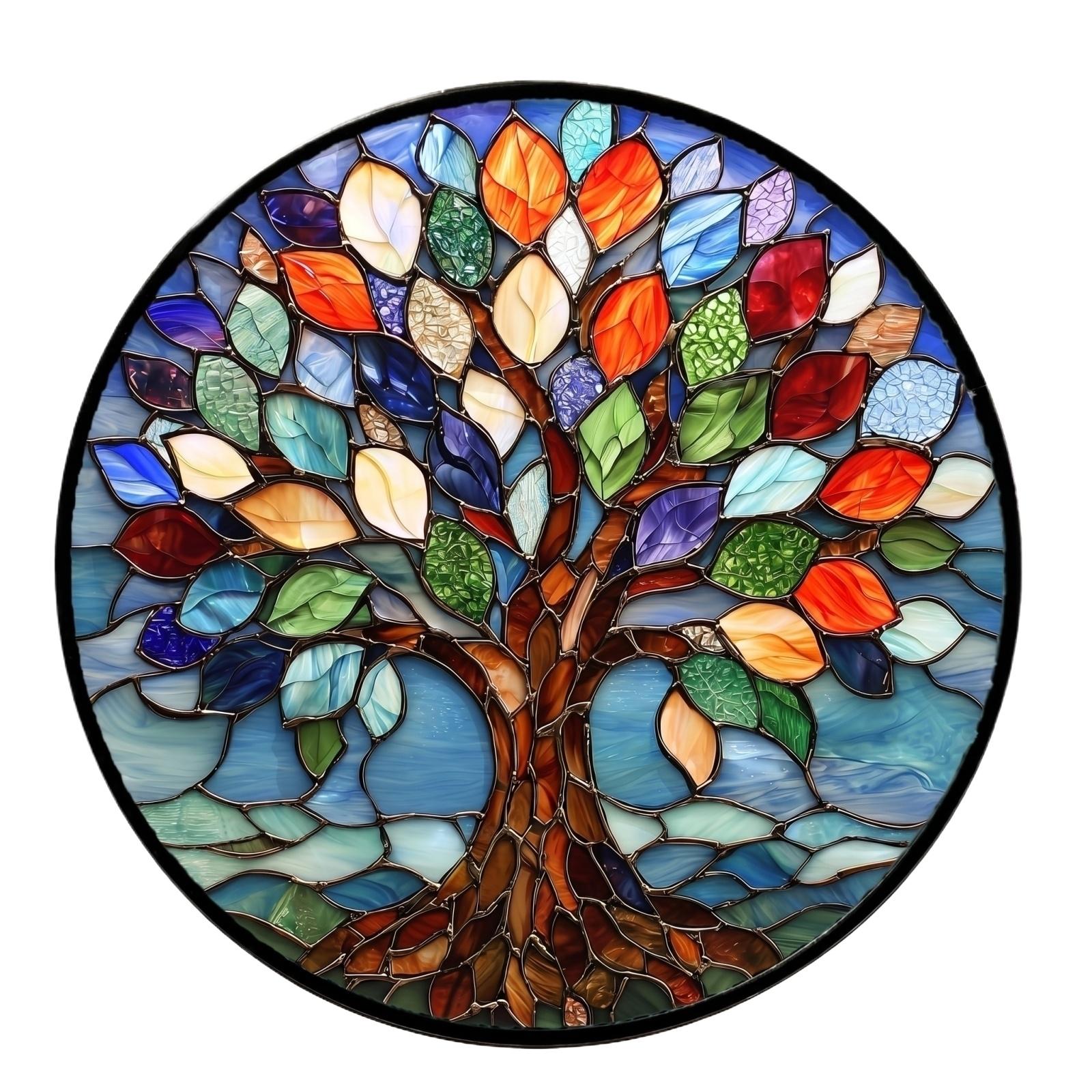 

Acrylic Sun Catcher Hanging Decoration 2D Stained Glass Style Tree of Life Window Ornament for Home and Office one size
