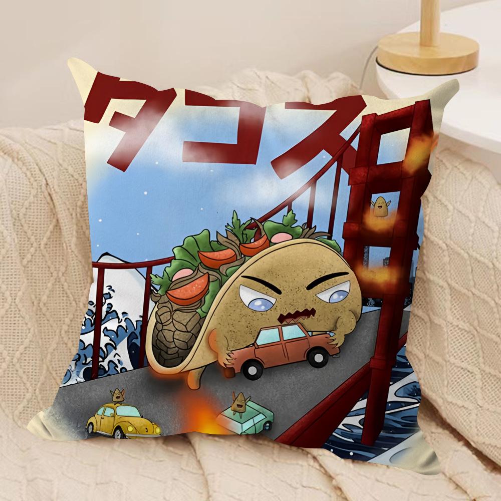 Food Disaster Cushion Cover Silky Short Plush Sofa Pillow Cover Hidden Zipper Soft Dustproof Case for Home Decor
