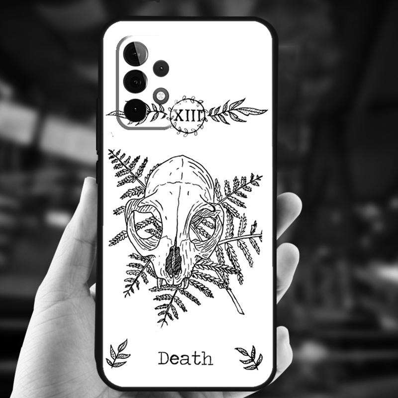 Death Tarot Cat Case For Samsung Galaxy A32 A56 A16 A15 A22 A52 A54 A14 A26 A36 A55 A35 A05 A06 A53 A33 A13