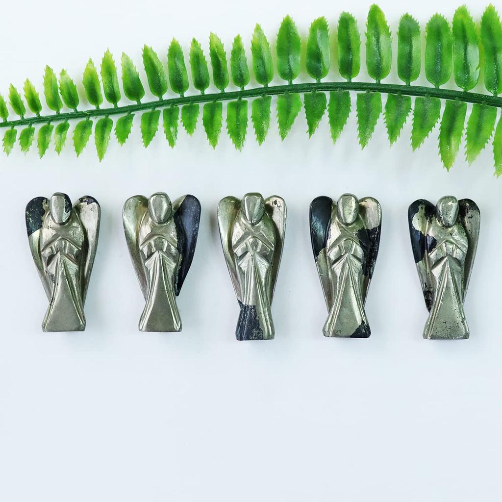 Original Pyrite Crystal Angel Figurine 1 Inch | Natural Healing Crystal Angel for Reiki, Meditation & Vastu | Guardian Angels for Wealth, Good Lu