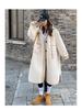 Beige Hooded Lambswool Mid-Length Coat - Thickened Korean Style, Loose Fit, Autumn/Winter Plush Jacket