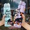 1PC Light Bulb Dachshund Quote Text 750ml Color Plastic Water Bottle Leakproof Flip Straw Lid For Sports Office Home Use