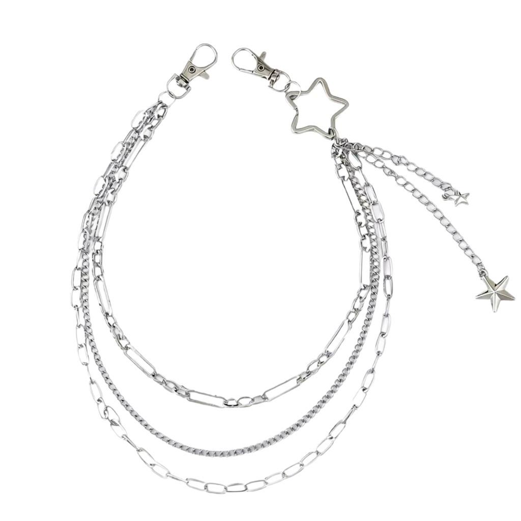 Trendy Hip Hop Multi-layer Star Pendant Waist Chain with Metal Pentagram