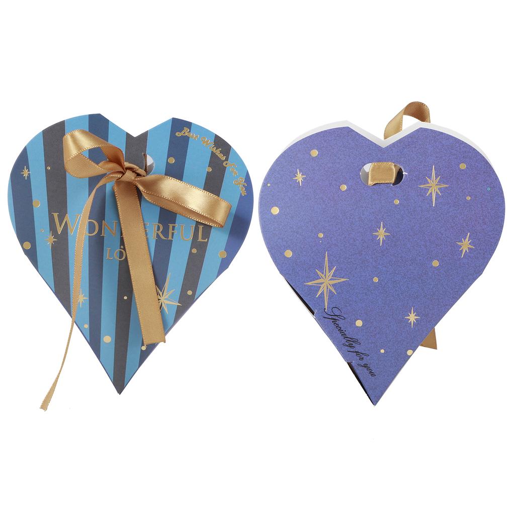 30Pcs HeartShaped Candy Box Gift Bags for Wedding Baby Shower Birthday Party Decoration(Blue Box with Gold Ribbon )