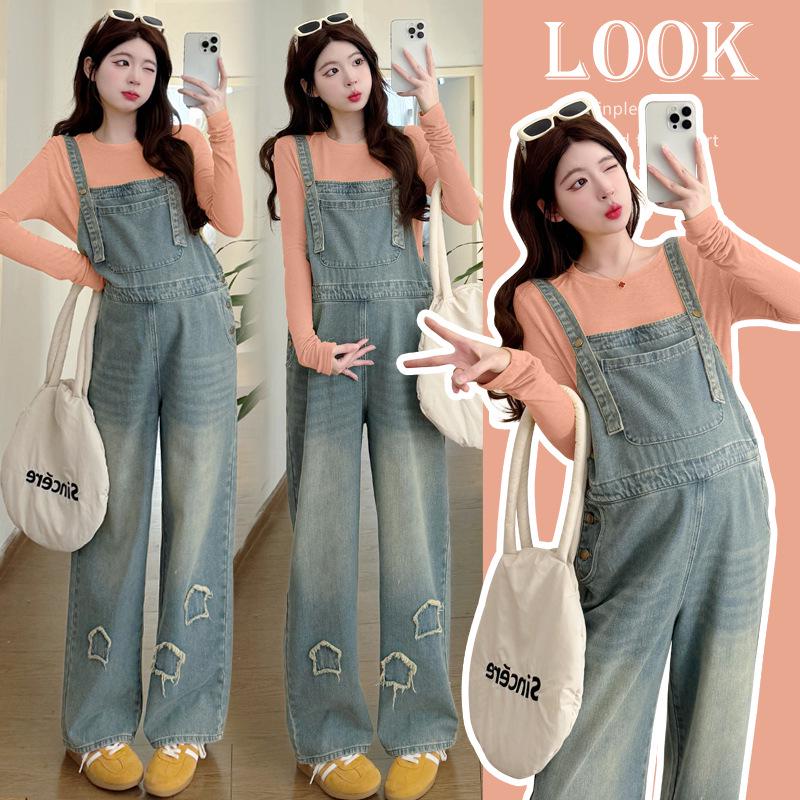 Spring 2026 Maternity Overalls & Top Two-Piece Set L