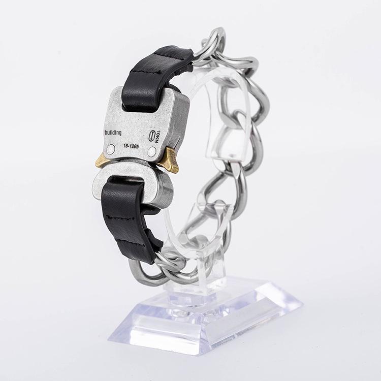 Men's Titanium Steel Hip-Hop Chain Bracelet, European & American Style, Safety Buckle.