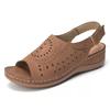 2023 sommer Neue Sandalen frauen Aushöhlen Flache Ferse Offene spitze Schnalle Retro Low Top Sandalen