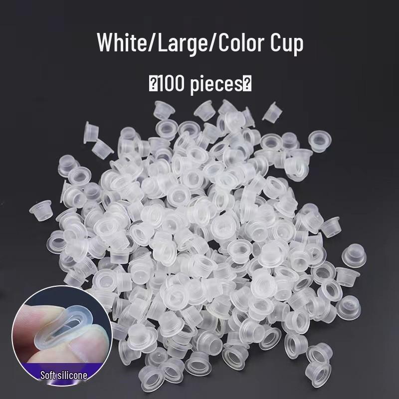 Permanent Makeup Ink Ring Cups - 100pcs (Large/Medium/Small) for Eyebrow and Lip Tattoos.