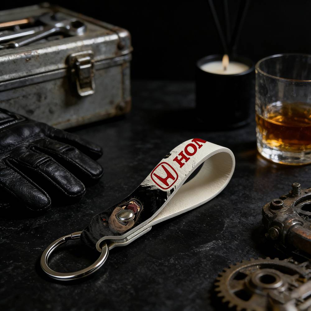 For Honda High Quality PU Leather Moto Keychain Vintage Style Key Pendant For Scooter Motocross TV7