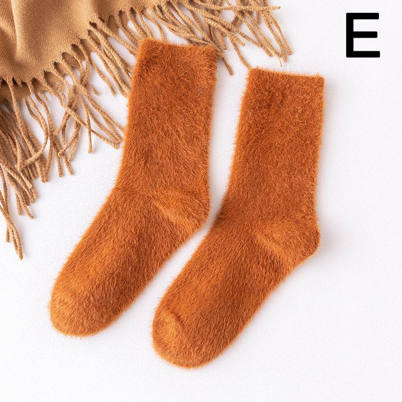 Women's Autumn And Winter Warm Mink Fleece Tube Socks Plush Sleep Socks Mid Calf Hosiery Sock