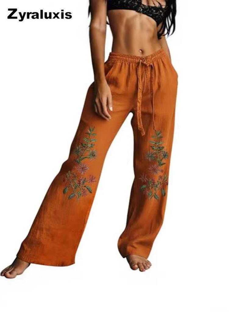 Fashion New Printed Wide Leg Pants with Belt Loop