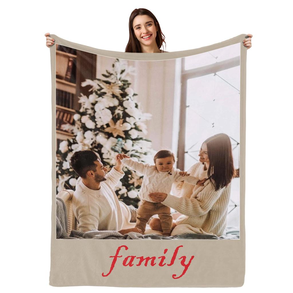 Custom Blanket with Words Picture Collage Customized Blankets,Birthday Souvenir Gifts Personalized Throw Blanket for Father, Mom