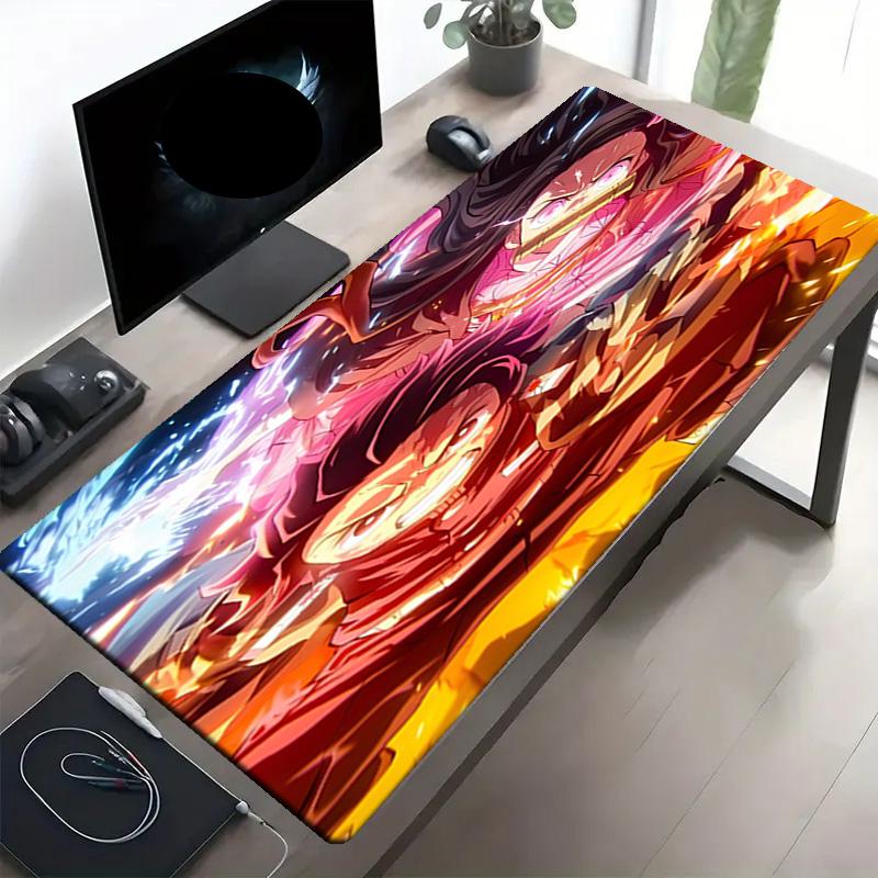 Demon Slayer Print Mouse Pad, Anti‑Slip Desktop keyboard Mat, for PC Laptop Gaming Working Daily Use, Cool Festival Surprise Gift