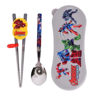 Lilpang Marble Chopsticks Spoon Wide Case Set MV7221, Mixed Colors, Spoon + Correction Chopsticks + Case, 1 Set