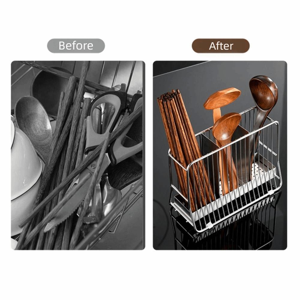 Anti-slip Stainless Steel Chopstick Bucket Moisture-proof Cutlery Drying Basket  Home Use