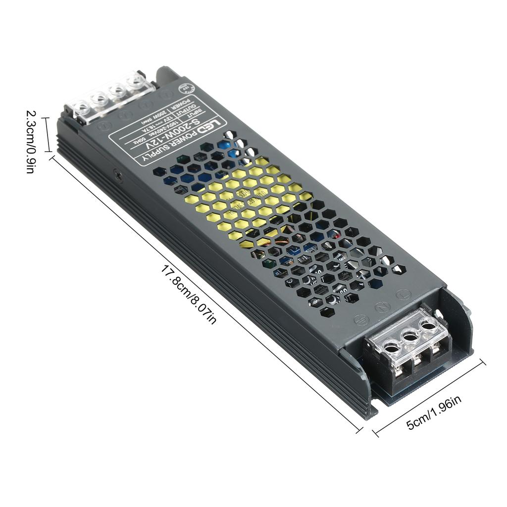 Neoglint Ultra Thin Power Supply Adapter Transformer for LED Strip Light AC190V 240V to DC 24V 8.3A 200W Power Supply