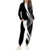 Sets For Women 2 Piece Round Neck Long Sleeve Shirts Printed Sweatpants Pocket Sets