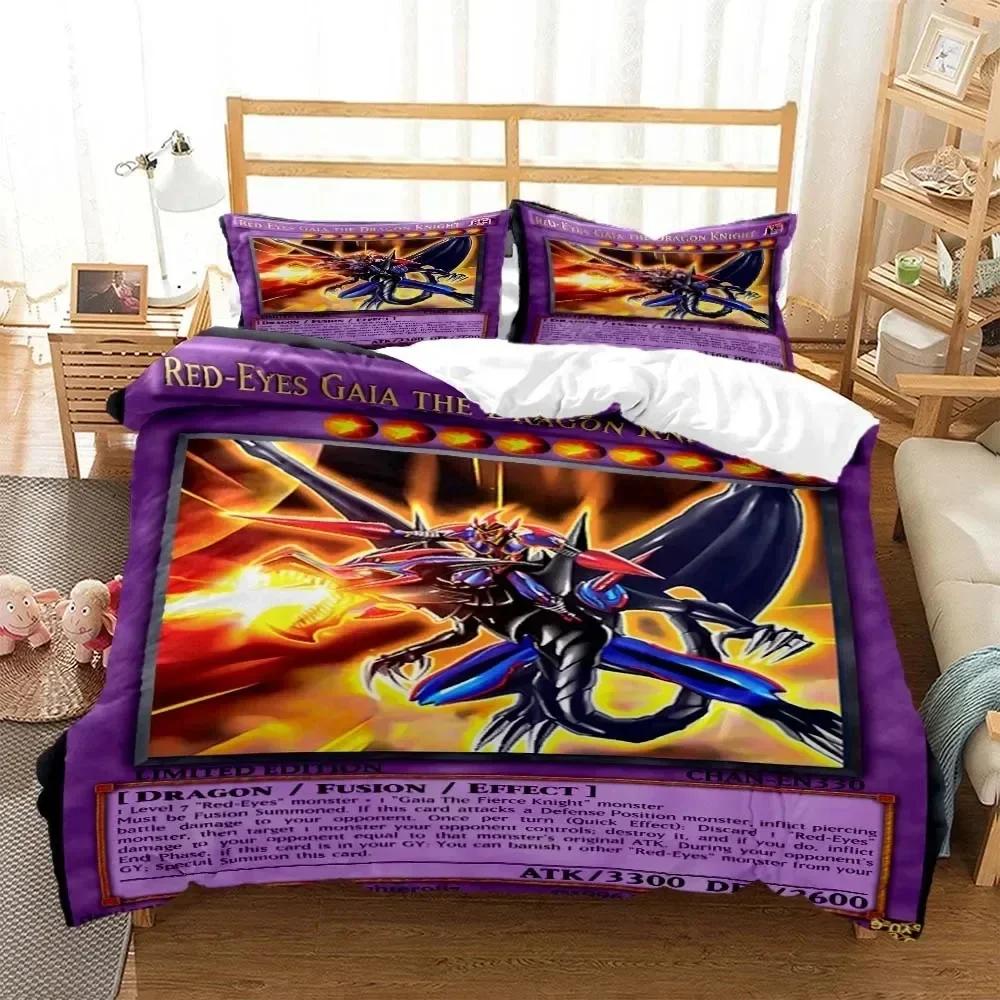 3D-Druck Anime Yu-Gi-Oh Spielkarte Bequeme Bettdecke Bettbezug Kissenbezug Bettwäsche-Set Kinderzimmer Dekoration Heimtextilien