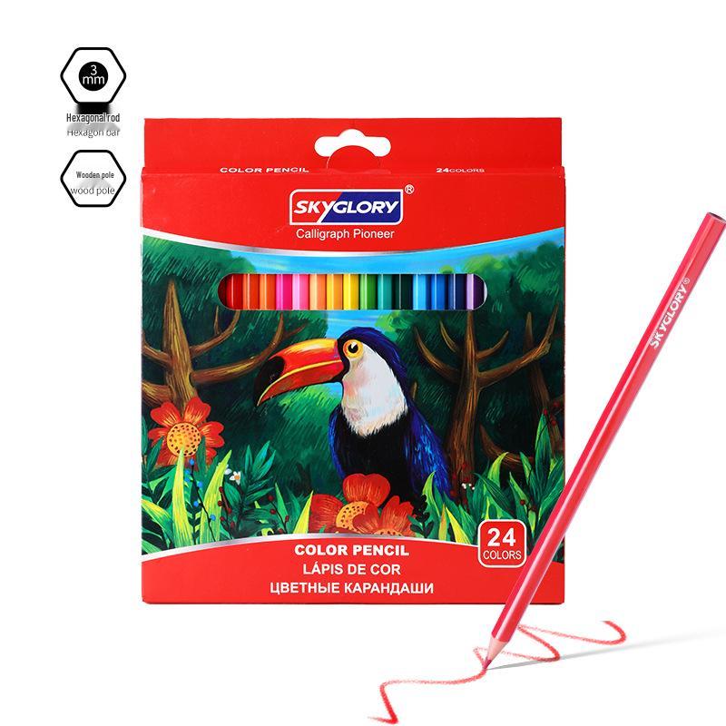 Eco-Friendly Hexagonal Oil-Based Colored Pencils - 48 Color Set for Students