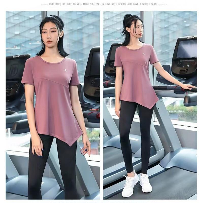 Camiseta de Yoga Suelta para Mujer Talla Grande Fitness Running Secado Rápido Top Con Cobertura de Cadera