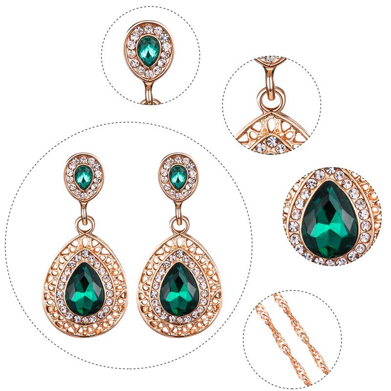 Kristall Tropfen Halskette und Ohrring Set - Brautschmuck für Frauen