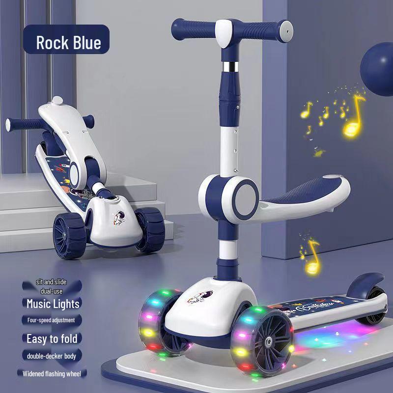 Dětská koloběžka 3 v 1: Posaď se, jeď a zatáčej s hudbou a světly pro děti ve věku 3-12 let.