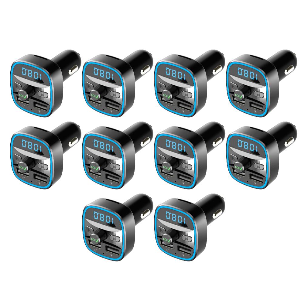 Texture Classique Portable Voiture Compatible Bluetooth 5.0 Modulateur FM Émetteur Pratique Chargeur Multifonctionnel MP3