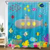 Cartoon Hand-Painted Animal Shower Curtain Cat Bird Rabbit Plant Flower Child Bathroom Decoration with Hook Bath Hanging Screen