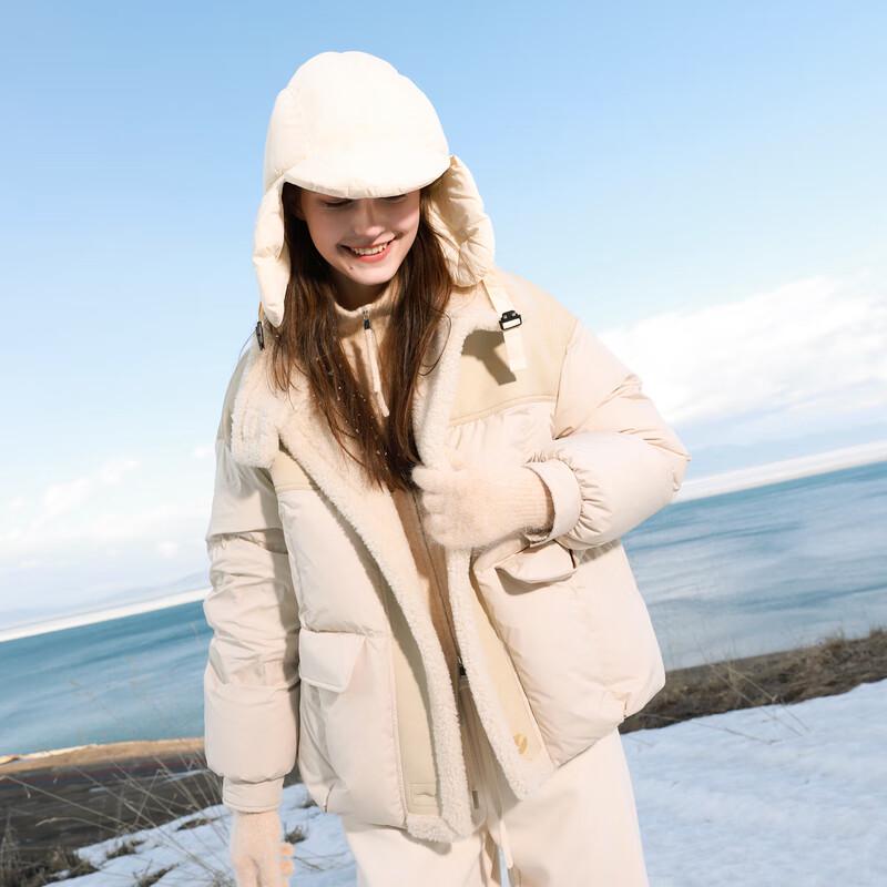 

Sancai 2025 Winter Short Loose Spliced Stand-up Collar Down Jacket XL (170/92A)