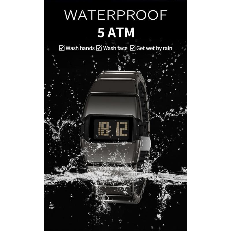 SANDA Luxury Men's Electronic Watch Creative Design Unique Watch Man Casual Sports Multi-functional Wristwatch LED Waterproof ABS Material